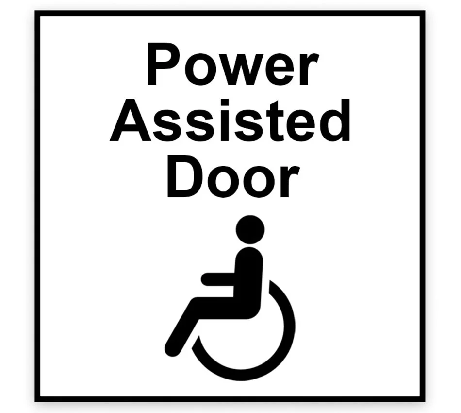 Power Assisted Door and Wheelchair Logo Signage