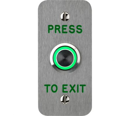 Press to Exit Vandal Resistant Illuminated Button - Single Pole - Jamb
