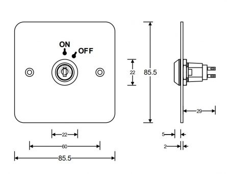 Maintained 2 Position Waterproof Key-Switch - Double Pole - Image 2
