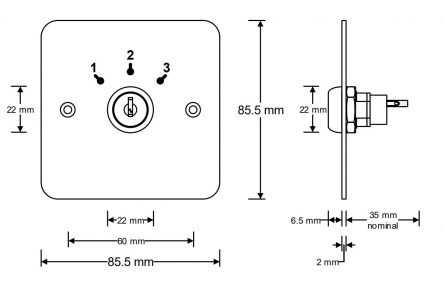 Maintained 3 Position Key-Switch - Single Pole - Image 2