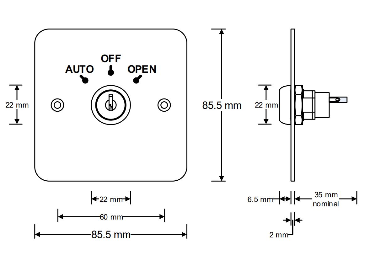 2-position Key: flat Switch.method: OFF-ON KS-31 Switch: key switch