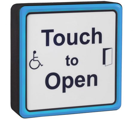 Square Illuminated Antimicrobial Acrylic Sensor - Touch To Open